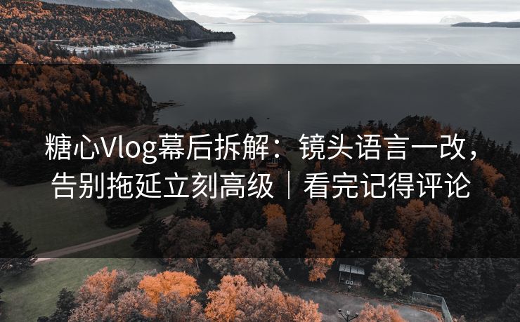 糖心Vlog幕后拆解：镜头语言一改，告别拖延立刻高级｜看完记得评论