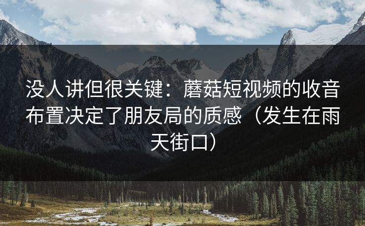 没人讲但很关键：蘑菇短视频的收音布置决定了朋友局的质感（发生在雨天街口）