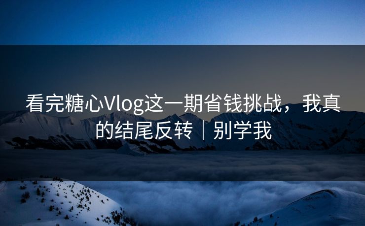 看完糖心Vlog这一期省钱挑战，我真的结尾反转｜别学我