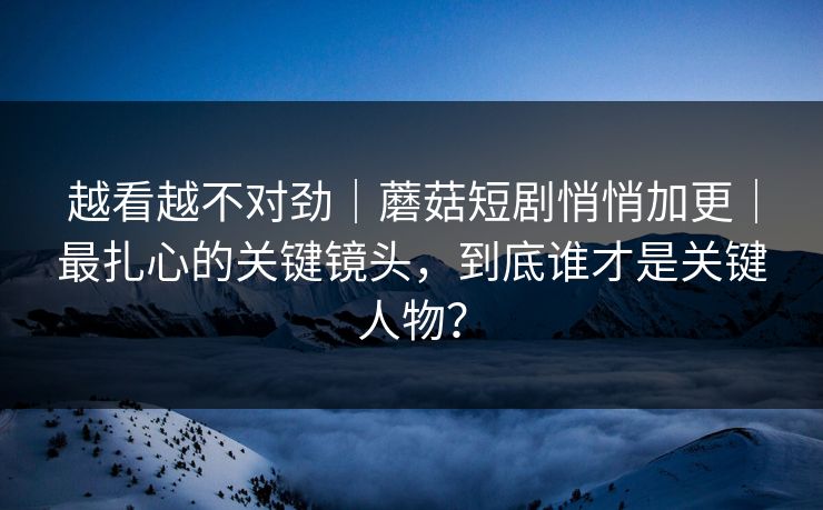 越看越不对劲｜蘑菇短剧悄悄加更｜最扎心的关键镜头，到底谁才是关键人物？
