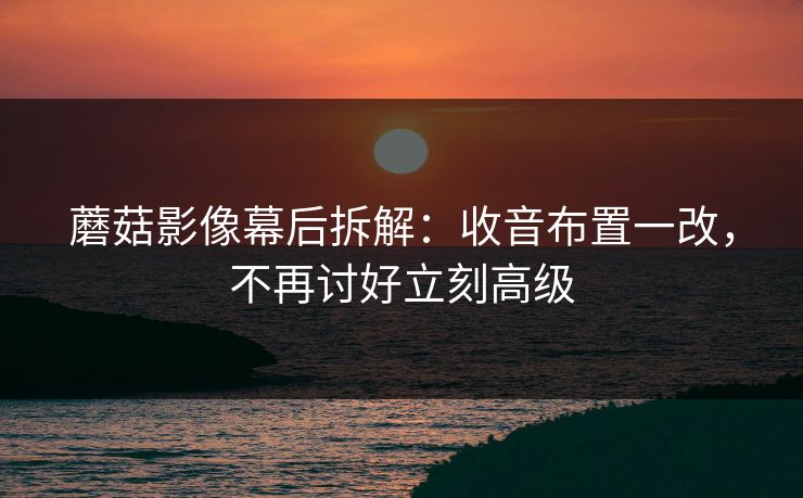 蘑菇影像幕后拆解：收音布置一改，不再讨好立刻高级